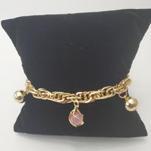 Load image into Gallery viewer, 18K ITALIAN GOLD PLATED LIGT PINK BALL CHARM  BRACELET
