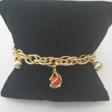 Load image into Gallery viewer, 18K ITALIAN GOLD PLATED CORAL COLOR BALL CHARM  BRACELET
