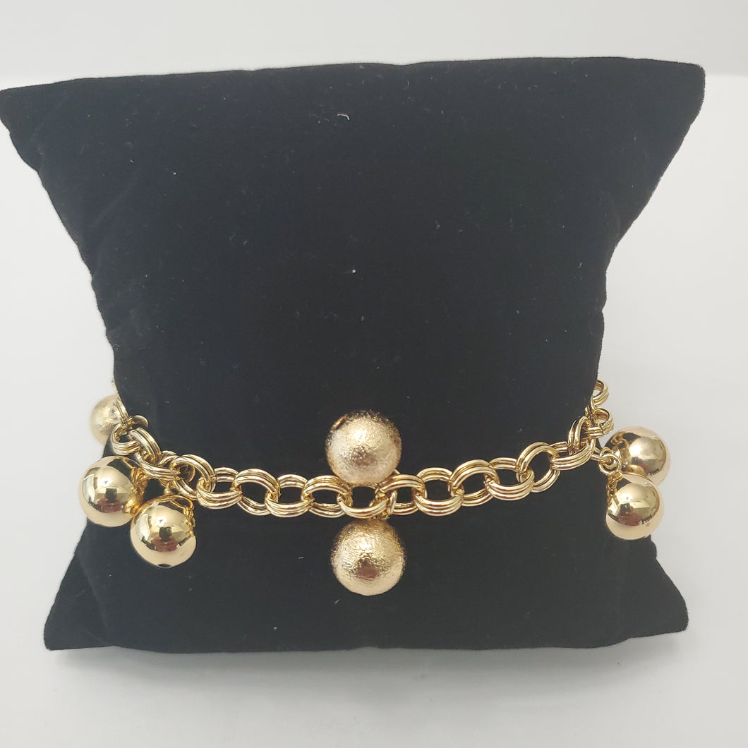 18K ITALIAN GOLD PLATED BALL CHARM BRACELET