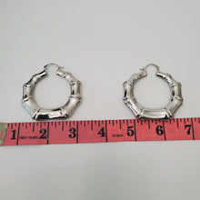 Load image into Gallery viewer, 18K ITALIAN WHITE GOLD PLATED BIG  BAMBOO HOOP EARRINGS
