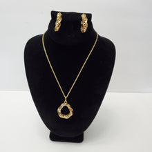 Load image into Gallery viewer, 18K ITALIAN GOLD PLATED HOOP EARRING, NECKLACE AND PENDANT SET
