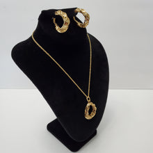 Load image into Gallery viewer, 18K ITALIAN GOLD PLATED HOOP EARRING, NECKLACE AND PENDANT SET
