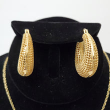 Load image into Gallery viewer, 18K ITALIAN GOLD PLATED HOOP EARRING, NECKLACE AND PENDANT SET
