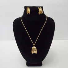 Load image into Gallery viewer, 18K ITALIAN GOLD PLATED HOOP EARRING, NECKLACE AND PENDANT SET
