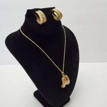 Load image into Gallery viewer, 18K ITALIAN GOLD PLATED HOOP EARRING, NECKLACE AND PENDANT SET
