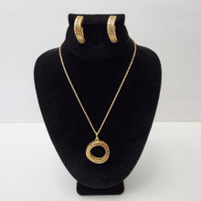 Load image into Gallery viewer, 18K ITALIAN GOLD PLATED HOOP EARRING, NECKLACE AND PENDANT SET
