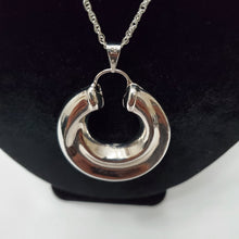 Load image into Gallery viewer, 18K ITALIAN WHITE GOLD PLATED HOOP EARRING, NECKLACE AND PENDANT  SET
