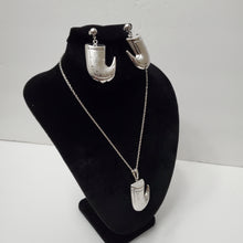 Load image into Gallery viewer, 18K ITALIAN WHITE GOLD PLATED DROP EARRING, NECKLACE AND PENDANT  SET
