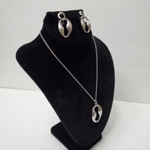 Load image into Gallery viewer, 18K ITALIAN WHITE GOLD PLATED DROP EARRING, NECKLACE AND PENDANT  SET
