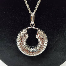 Load image into Gallery viewer, 18K ITALIAN WHITE GOLD PLATED HOOP EARRING, NECKLACE AND PENDANT  SET
