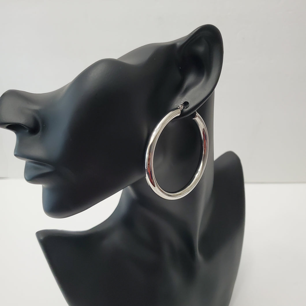 18K STAINLESS STEEL SLIVER HOOP EARRINGS