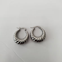 Load image into Gallery viewer, 18K ITALIAN WHITE GOLD PLATED HOOP EARRINGS
