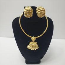 Load image into Gallery viewer, 18K GOLD PLATED CHUNKY EARRING , PENDANT &amp; CORD NECKLACE SET
