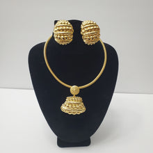 Load image into Gallery viewer, 18K GOLD PLATED CHUNKY EARRING , PENDANT &amp; CORD NECKLACE SET
