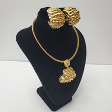 Load image into Gallery viewer, 18K GOLD PLATED CHUNKY EARRING , PENDANT &amp; CORD NECKLACE SET
