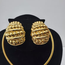 Load image into Gallery viewer, 18K GOLD PLATED CHUNKY EARRING , PENDANT &amp; CORD NECKLACE SET
