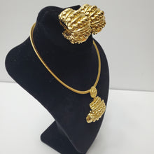 Load image into Gallery viewer, 18K GOLD PLATED CHUNKY EARRING , PENDANT &amp; CORD NECKLACE SET
