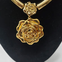 Load image into Gallery viewer, 18K GOLD PLATED DROP ROSE FLOWER EARRING , PENDANT &amp; NECKLACE SET
