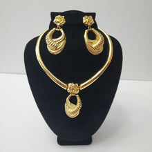 Load image into Gallery viewer, 18K GOLD PLATED EARRING , PENDANT &amp; CORD NECKLACE SET
