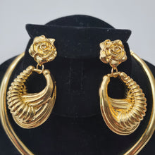 Load image into Gallery viewer, 18K GOLD PLATED EARRING , PENDANT &amp; CORD NECKLACE SET
