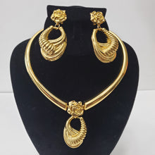 Load image into Gallery viewer, 18K GOLD PLATED EARRING , PENDANT &amp; CORD NECKLACE SET
