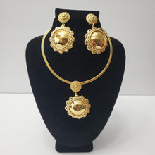 Load image into Gallery viewer, 18K GOLD PLATED EARRING , PENDANT &amp; CORD NECKLACE SET
