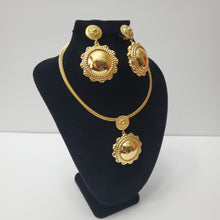 Load image into Gallery viewer, 18K GOLD PLATED EARRING , PENDANT &amp; CORD NECKLACE SET
