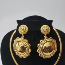 Load image into Gallery viewer, 18K GOLD PLATED EARRING , PENDANT &amp; CORD NECKLACE SET
