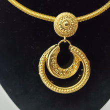 Load image into Gallery viewer, 18K GOLD PLATED BIG EARRING , PENDANT &amp; CORD NECKLACE SET
