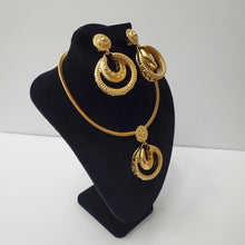 Load image into Gallery viewer, 18K GOLD PLATED BIG EARRING , PENDANT &amp; CORD NECKLACE SET
