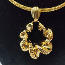 Load image into Gallery viewer, 18K GOLD PLATED BIG EARRING , PENDANT &amp; CORD NECKLACE SET
