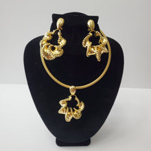 Load image into Gallery viewer, 18K GOLD PLATED BIG CHUNKY EARRING , PENDANT &amp; CORD NECKLACE SET
