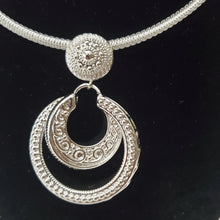 Load image into Gallery viewer, 18K BRAZILIAN WHITE GOLD PLATED CHUNKY 2 IN 1 DROP EARRING, CORD NECKLACE AND PENDANT  SET
