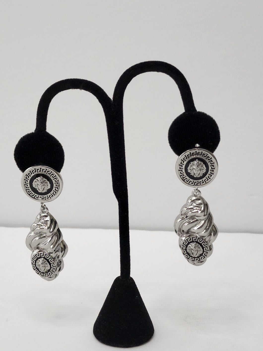 18K ITALIAN WHITE GOLD PLATED BIG  DROP EARRINGS