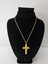 Load image into Gallery viewer, 18K Gold Plated Tinny Necklace and Chunky Cross Pendant
