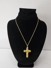 Load image into Gallery viewer, 18K Gold Plated Tinny Necklace and Chunky Cross Pendant
