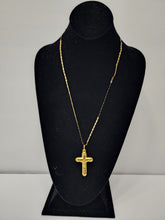 Load image into Gallery viewer, 18K ITALIAN GOLD PLATED CHUNKY CROSS PENDANT &amp; RAZOR NECKLACE
