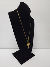 Load image into Gallery viewer, 18K ITALIAN GOLD PLATED CHUNKY CROSS PENDANT &amp; RAZOR NECKLACE
