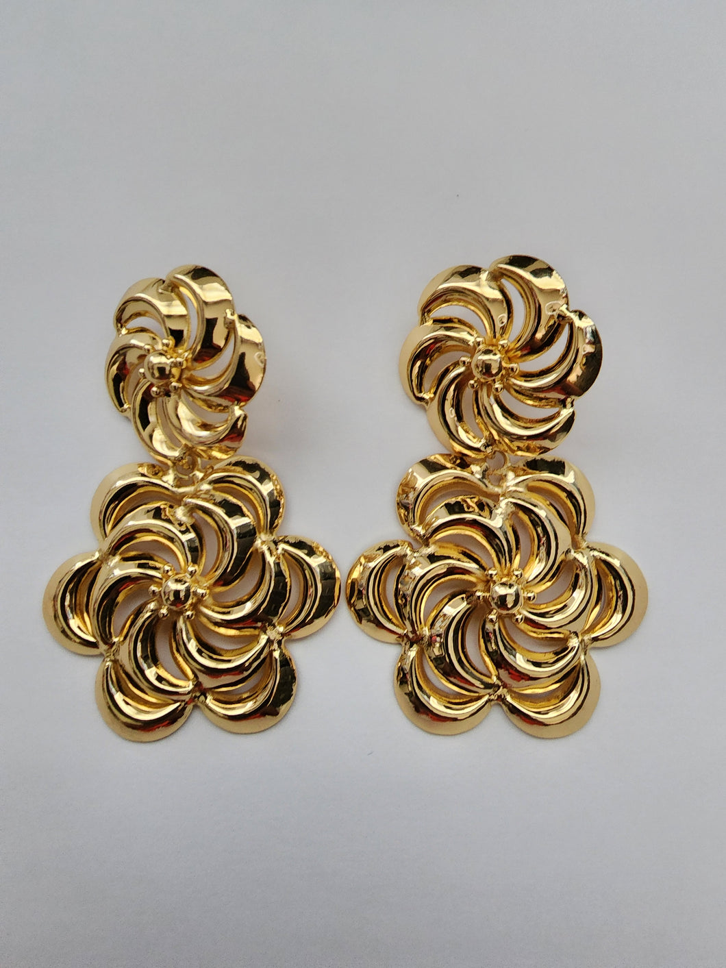 18K Gold Plated Bold Light weight Drop Earring