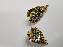 Load image into Gallery viewer, 18K Gold Plated Leaf Colored CZ Earring
