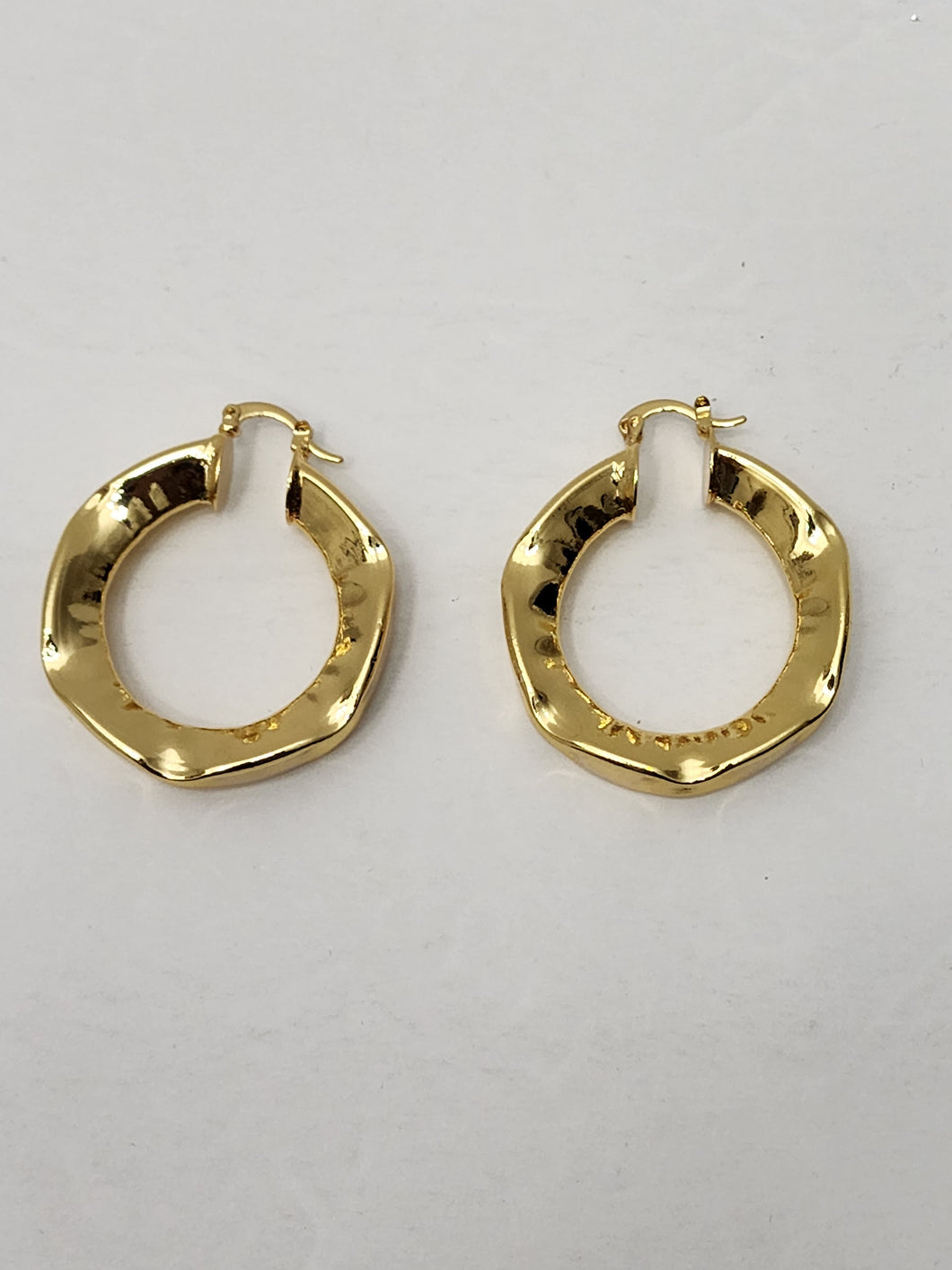 18K Gold Plated Dent Hoop Earring