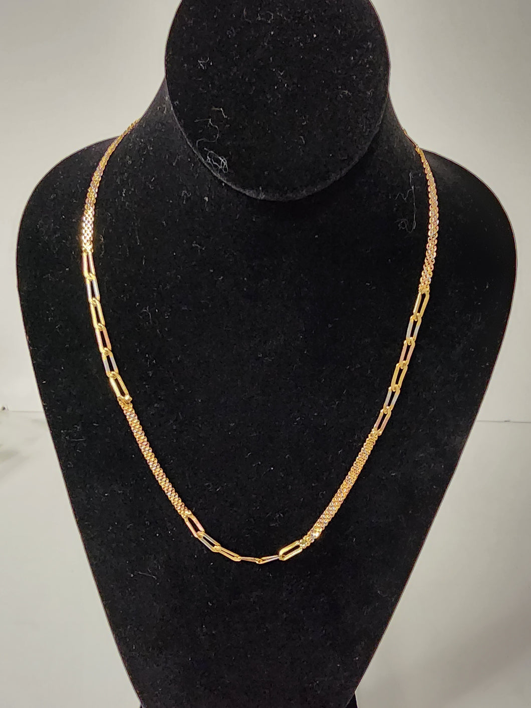 18K Gold Plated 3 Tone  Carpet & Cuban Necklace