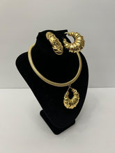 Load image into Gallery viewer, 18K GOLD PLATED PARTY CHUNKY HOOP EARRING, CORD NECKLACE &amp; PENDANT SET
